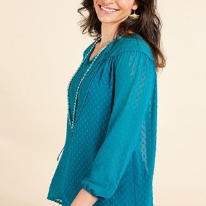 Matilda Jane Teal Lace Charisma Top - M